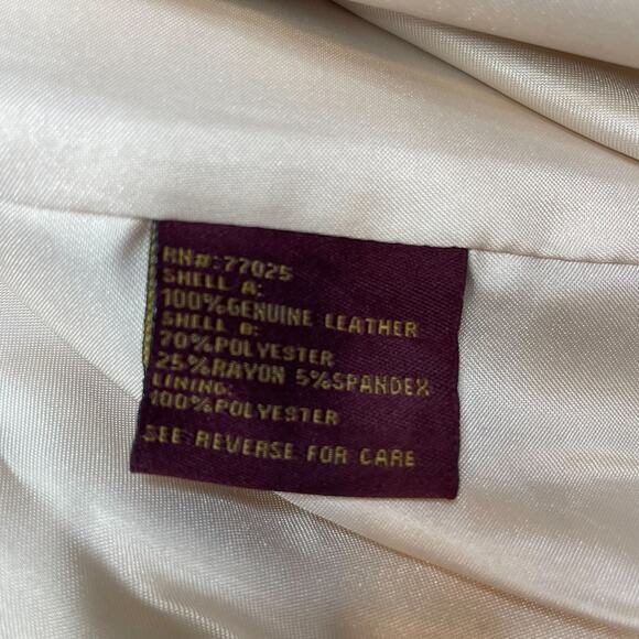 Hal Rubenstein Tan Leather Jacket Coat Lined Cream Ponte Stretch SZ 2X C101666 - Picture 4 of 7